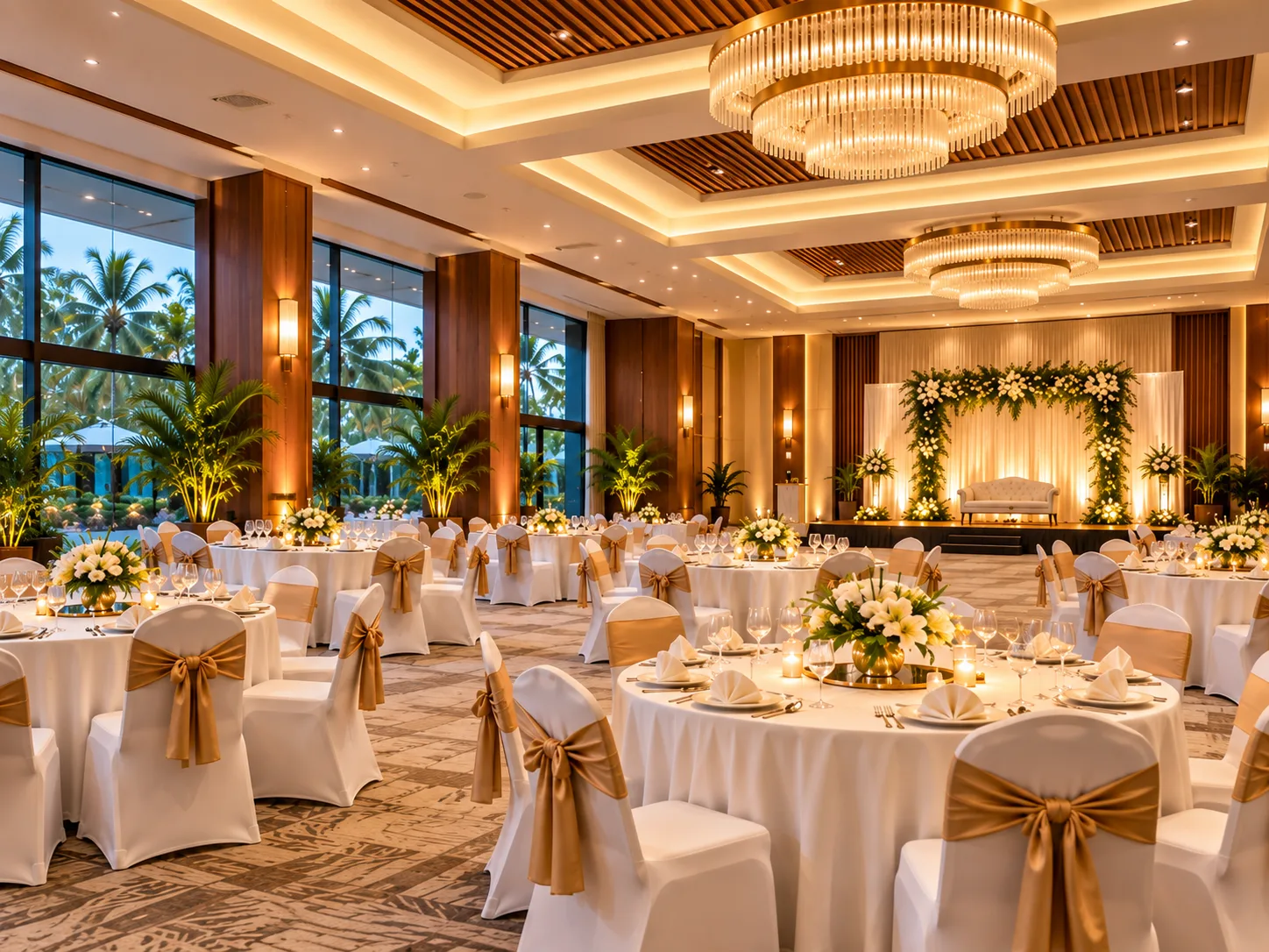 Leafylush's elegantly prepared banquet space